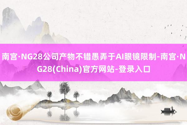 南宫·NG28公司产物不错愚弄于AI眼镜限制-南宫·NG28(China)官方网站-登录入口